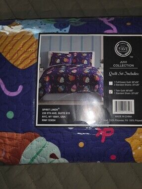 Cupcake Print Quilted Comforter - Purple